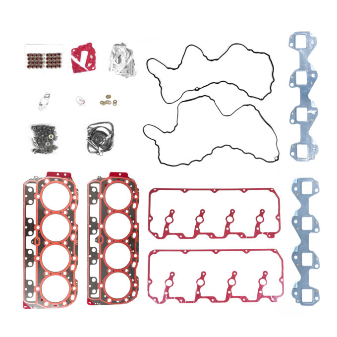 "High-quality head gaskets and cylinder heads for performance engine products, showcasing turbo upgrades and diesel engine rebuild kits specifically designed for Powerstroke parts."