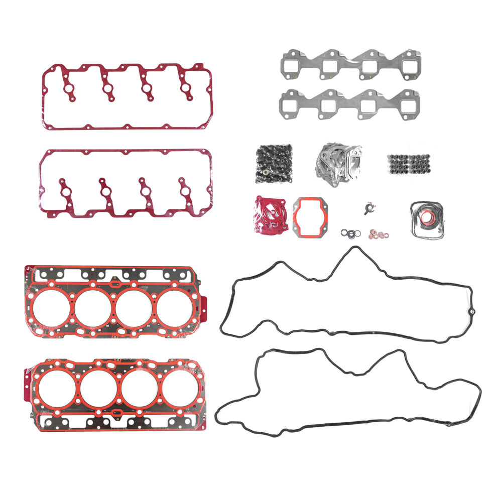 "High-quality head gaskets and cylinder heads showcased for performance engine products, including turbo upgrades and diesel engine rebuild kits, tailored for Powerstroke Parts enthusiasts."